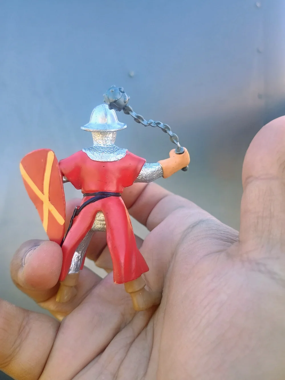 Vintage Papo Red Knight with Mace, Morningstar, & Shield Collectible Nostalgia